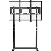 unho Against The Wall TV Stand Floor for 32-85 inch TVs No Drilling | Vesa 800x600mm up to 88lbs Standing Mount Height Adjustable Bracket for TV Bench Compatible Flat Panel LED LCD Screens (Black