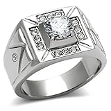 Men's 316L Stainless Steel Cubic Zirconia Southwestern Wedding Ring