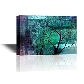 Canvas Wall Art - Black Abstract Tree Branches on Abstract Background - Gallery Wrap Modern Home Art | Ready to Hang - 12x18 inches