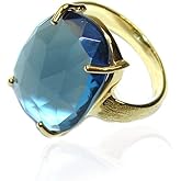 Light Blue Quartz Gold Plated Sterling Silver Ring, Blue Quartz Solitaire Ring, Unique Jewelry