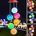 Topspeeder Wind Chimes Crystal Ball Solar Wind Chimes Color-Changing Outdoor Waterproof Wind Mobile Led Solar Powered Wind Chimes Outdoor Decor, Yard Decorations