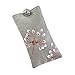 Eyeglass Pouch - Embroidered Dandelion (Gray - Pink)