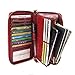 Tourark Women RFID Blocking Wallet Genuine Leather Zip Around Clutch Ladies Purse Wristlet (Wine Red Oil Wax Leather)