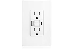 POWAWINI GFCI Outlet 15 Amp, ETL Listed, Charging Power Outlet with USB C & USB A Ports, Tamper-Resistant, Self-Test GFI Receptacles, LED Indicator, with Screwless Decor Wall Plates