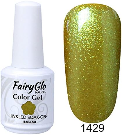 FairyGlo Gel Nail Polish Colour Coat Varnish Soak Off UV LED Beauty Salon Manicure Decor Nail Art 15ml Shimmer Lawn Green 1429
