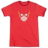 Justice League Flash Head Mens Adult Heather Ringer Shirt