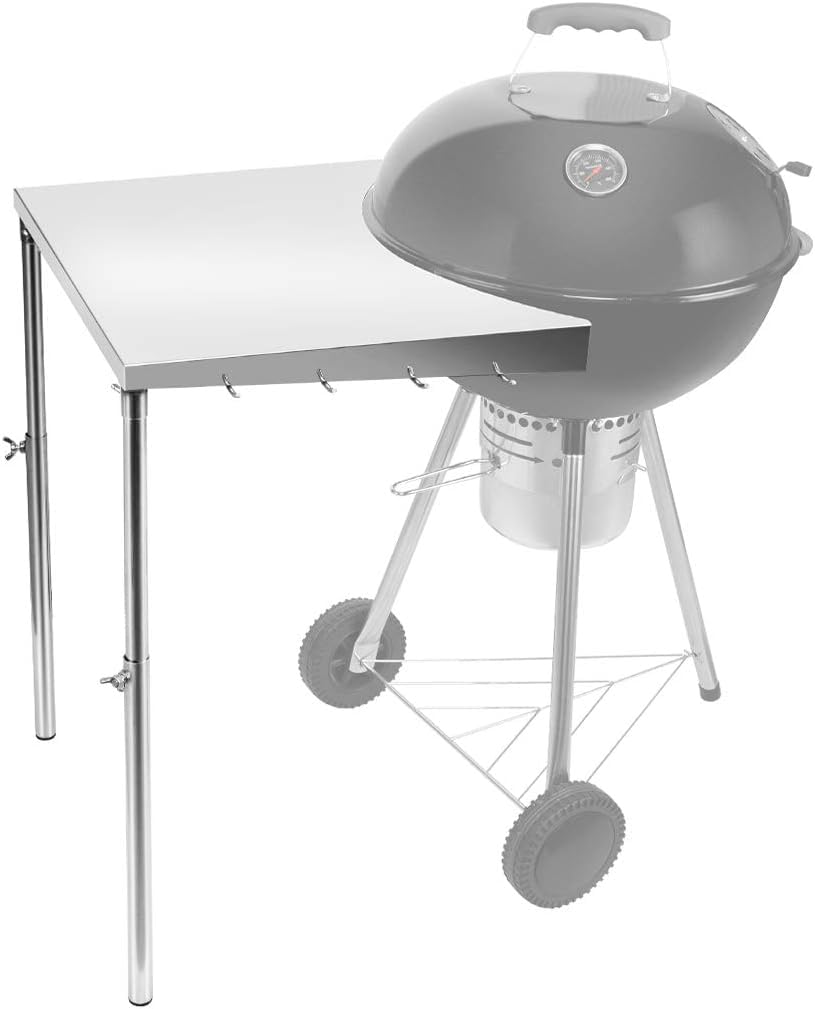 onlyfire Grill Side Table, Removabale Stainless Steel BBQ Work Table Fits All Weber 18" and 22" Charcoal Kettle Grills and Other Similar Size Charcoal Kettle Grills, Easy Installation