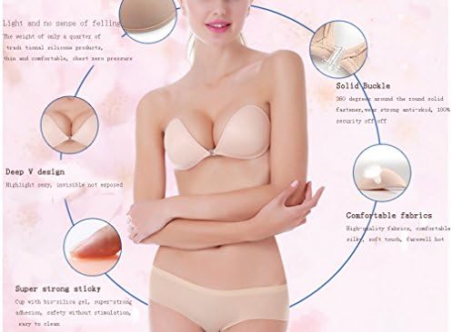 JINBRA Women's Strapless Bra Self Adhesive Silicone Invisible Push-up Bra Reusable Backless Sticky Bras