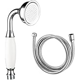 Shile Traditional Brass Ceramics Telephone Handheld Shower Head Chrome Finish with 1.5 Meter Hose for Bathroom