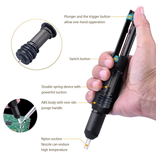ETEPON 3-in1 Solder Accessories Anti-Static Solder Sucker Desoldering Vacuum Pump & 2pcs Solder Wick (2.5mm Width, 1.5m Length) Desoldering Assist Tool Kit For Solder Removal(ET004)