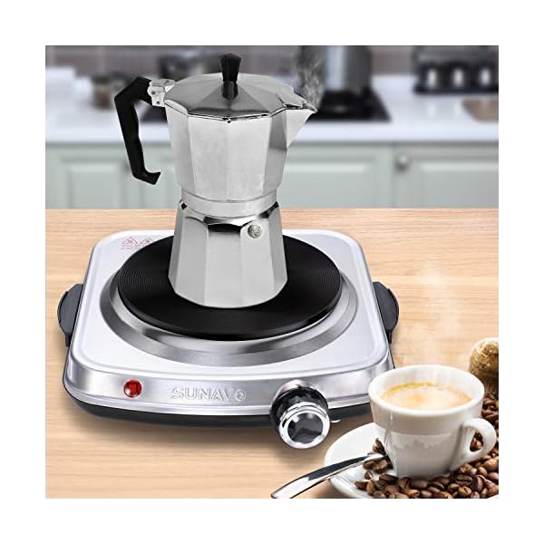SUNAVO 1500W Hot Plates for Cooking, Electric Single Burner with Handles, 6 Power Levels