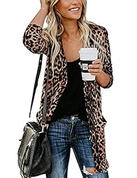 MYIFU Leopard Prints - Sudadera con botones y parte delantera abierta, ligera