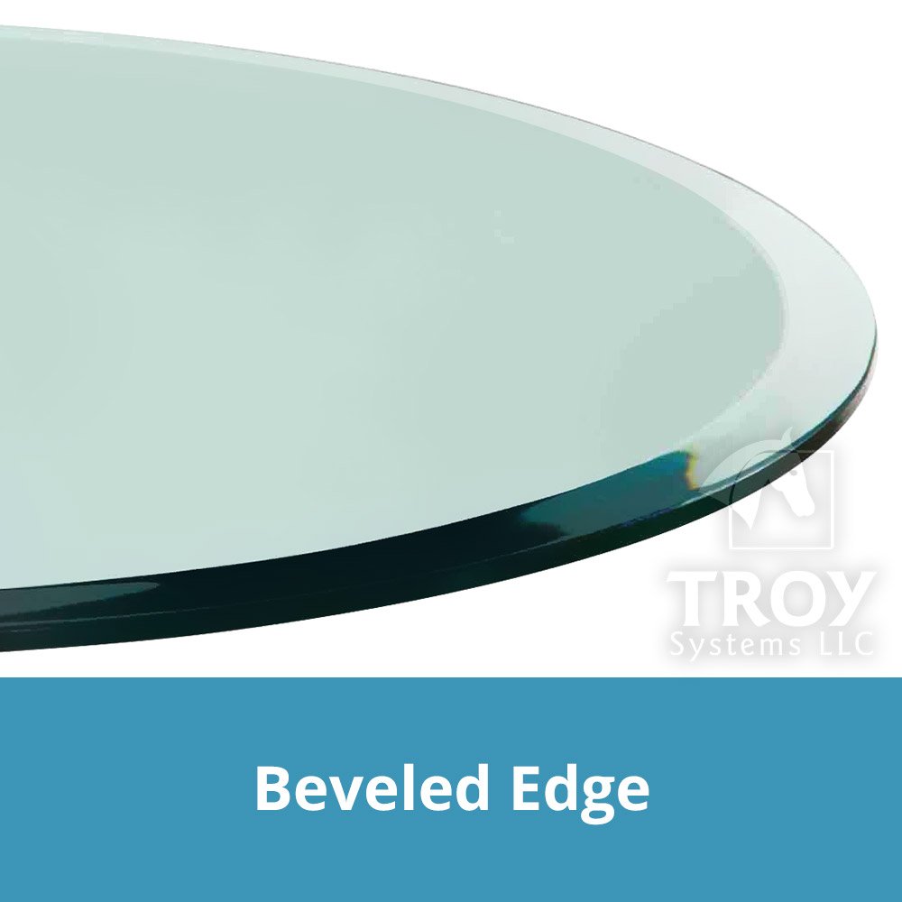 Troysystems Tempered Glass Table Top, 1/2 Thick, Beveled Edge, Round