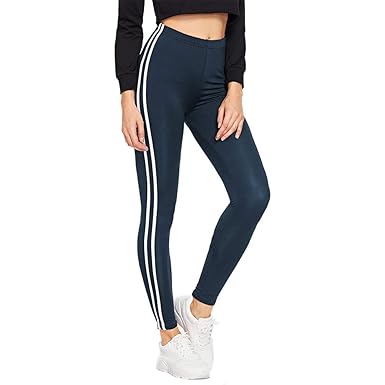 SOLY HUX Damen Leggins Doppelt Streifen Seitenstreift Laufhose Sport Leggings Capris Yoga Pants Training Hose