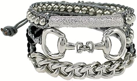 Fashion Bracelets4031651 Snaffle Bit Leather Chain Combination Wrap Bracelet Western Stirrups