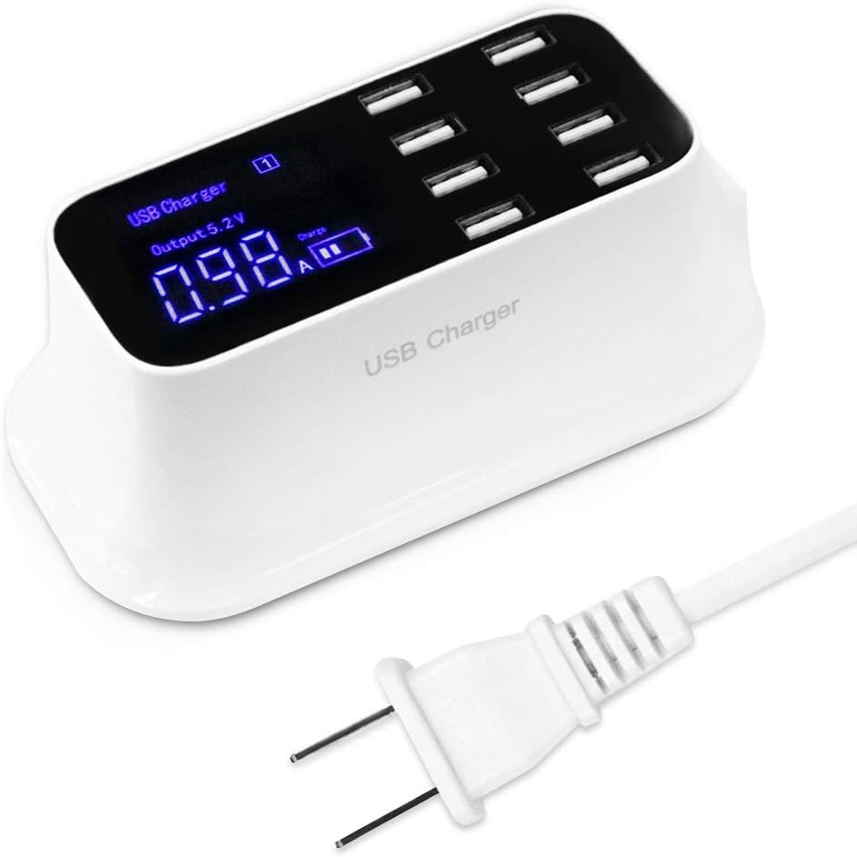 USB Charger Hub, Robolife 40W 8A 8-Port USB Power Adapter Wall Charger Fast Charging Station LCD Display US Plug