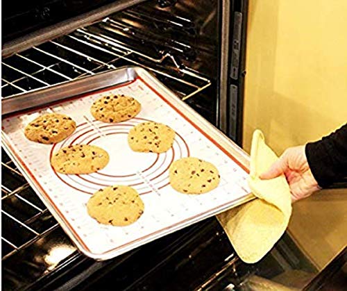 Silicon Baking Mat Non-stick Baking Sheet Non-slip Dough pad with Measurements and Conversion Charts for Pastry Bread Cookies 23.6“×15.7“ (Red) - Thumbnail 5