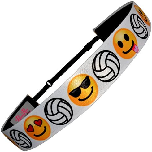 RazzyRoo Headbands Non Slip Adjustable Headband Emoji Volleyball Smiley Faces Girls Volleyball Headband