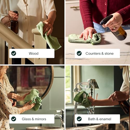 Purdy & Figg | Microfiber Cleaning Cloth | Super Soft, Streak-Free Multipurpose Polishing Cloth | Lint-Free, Scratch-Resistant, Super Absorbent & Reusable | Home & Kitchen | Pack of 12 | Green