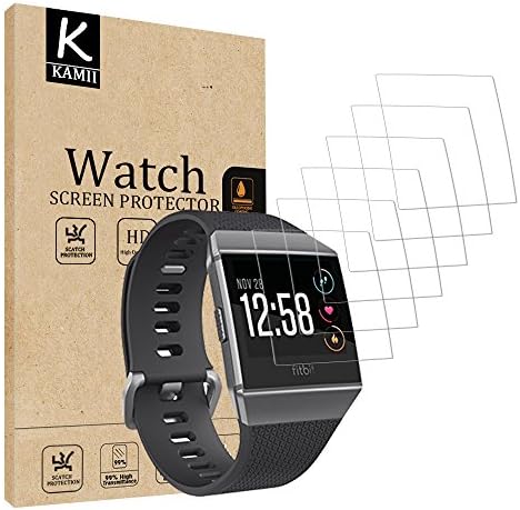 (6 PACK) Fitbit Ionic Screen Protector, KAMII [Full Coverage] [Case Friendly] [Not Glass] HD Clear Anti-Fingerprint Touch Protective Anti-Bubble Film Screen Protector for Fitbit Ionic Smart Watch