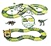 STNTUS INNOVATIONS Dinosaur Toys, Build and Create a Road in Jurassic World, 142 Flexible Race Tracks with Battery Operated Car, Bridge and 2 Dinosaurs, Awesome Birthday Gifts for Kids Boys Girls
