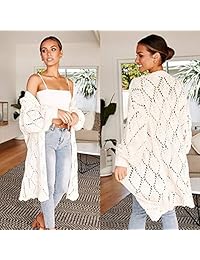 PRETTYGARDEN - Chaqueta de punto para mujer, elegante, abierta, de manga larga, con abertura lateral