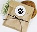 Cookie Favor Treat Bag Set with Dog Paw Print Sticker and Satin Ribbon. Set of 25 Ready-to-Use, 8x6x1 Eco-Friendly Paper Party Gift Bags, Stickers and Ribbon. Brown, Black, White.
