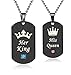 His Queen Her King Couple Pendant Necklaces His & Hers Matching Set Titanium Stainless Steel Couple Pendant Necklace Engraved Jewelry Set, Perfect for Anniversary, Valentine's Day, Romantic Gifts for Him and Her, in a Gift Box