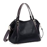 UTAKE Women Handbag Shoulder Bag Crossbody Bag Lichi Grain PU Leather Tote Bag Black