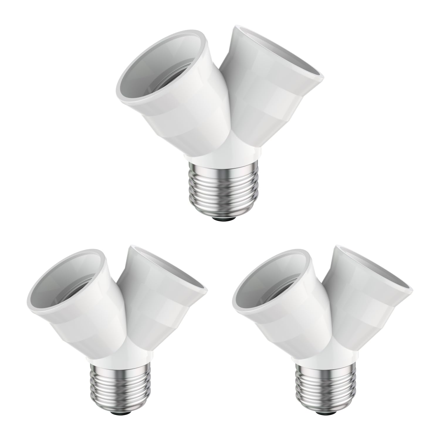 ledscom.de 3 Pieces E27 Base, 2-Way Splitter Adapter, White