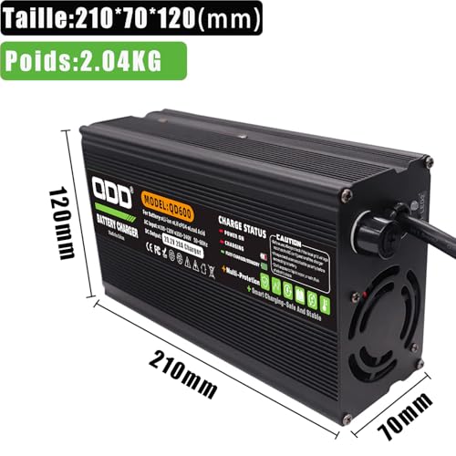 QDD LiFePO4 29.2V 20A Battery Charger with LED Indicator Light, Safety Protection Function, Suitable for LiFePO4 8S 24V 25.6V Battery Pack