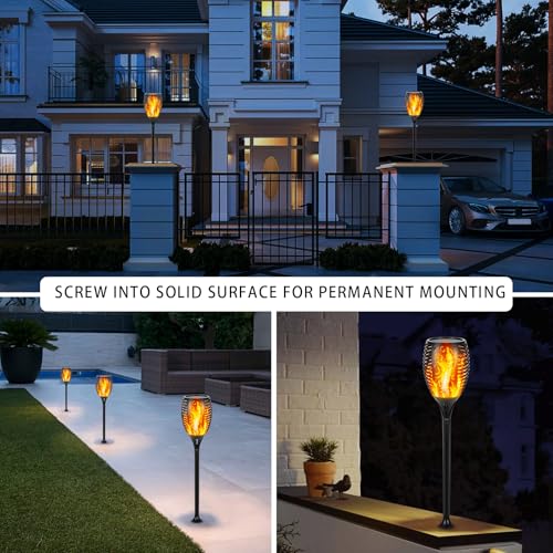 I-SHUNFA 96 LED Solar Lights Outdoor Garden,43 inch Tall Solar Torch Flickering Dancing Flame Lights with 3 Modes,IP65 Waterproof Auto ON/Off Landscape Decorations for Pathway,Patio,Yard