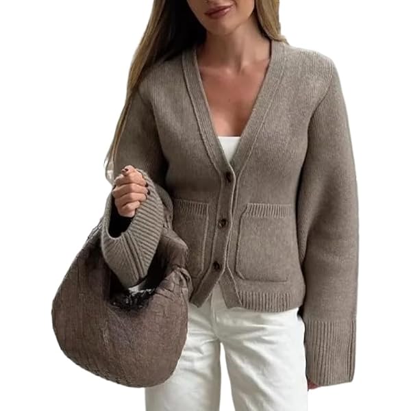 V Neck Versatile Cardigan Women's Knitted Solid Color Long