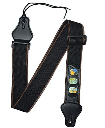 Guitar Strap 100% Soft Cotton with 3 Pick/Plectrum Holders