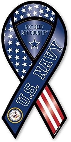 Not Self But Country US Navy 2-in-1 Ribbon Magnet by Magnet America is 8" x 3.875" Made for Vehicles and Refrigerators
