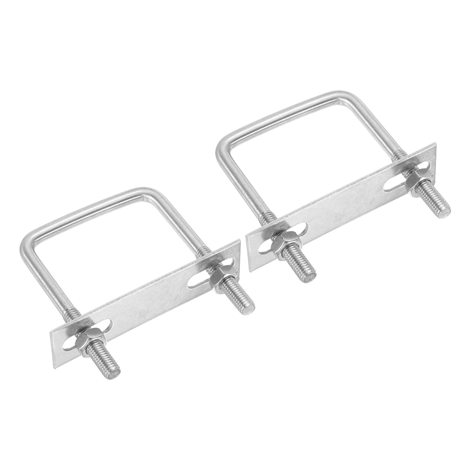 PATIKIL M8x60x90mm Square U-Bolts Kit, 2Set 304 Stainless Steel Square U Shaped Bolts Replacement Parts with Frame Plates and Nuts for Ski Board Sailboat Trailer