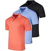 Real Essentials 3 Pack: Men's Short Sleeve Golf Polo Casual Workout Sports Cool Moisture Wicking Collared Shirt (Big & Tall)