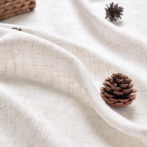 Woaboy Linen Curtains Translucent Net Curtains with Eyelets Modern Decorative for Living Room, Window, Bedroom, 2 Pieces, 140 x 245 cm, White Bleached