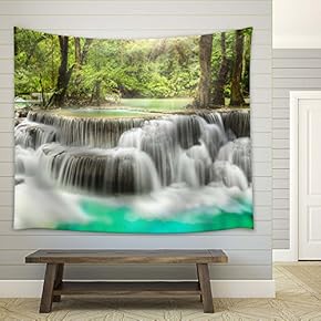 Cascading Waterfalls in The Forest - Fabric Tapestry, Home Decor - 51x60 inches
