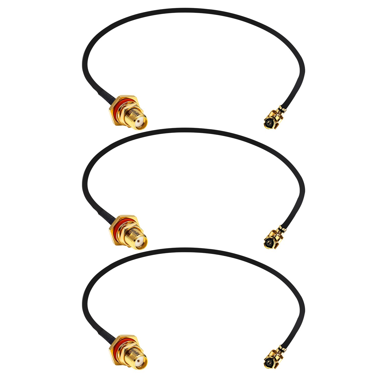 Fohevers 3 Pack U.FL IPX IPEX to SMA Female Bulkhead Coaxial Cable 1.13mm IPEX Aerial Extension Cable 15CM(6 inches) for WiFi Router Antenna Wireless Network Card
