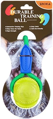 ZNOKA Pet Toy Teeth Ball with Handle Rope Gear Fun Exercise Reward Fetch Teether Toy for Various Pet Dogs (Yellow)