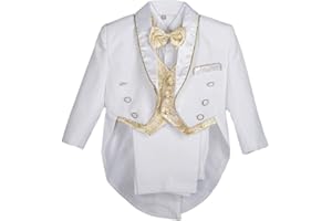 Lito Angels Baby Boys' Jacquard Classic Tuxedo Suit Formal Suits Wedding Outfit 5 Piece Set 015