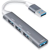 USB Hub 4-Port USB Hub Ultra-Slim Data USB Splitter Portable Aluminium Alloy Mini USB Hub Extensions Applicable for Laptop, MacBook, Mac Mini/Pro, Surface, Notebook PC, PS4, Flash Drive, Mobile HDD