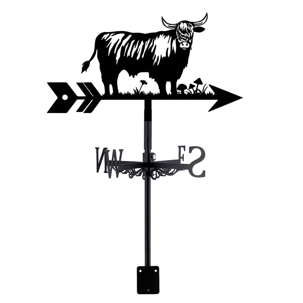 SUPERDANT Highway Cow Weather Vane Cute Cow Weathervanes Black Metal Wind Vanes Animal Weather Vanes Weathervane Garden Ornament for Farmhouse Garden Outdoor Yard Roof Shed