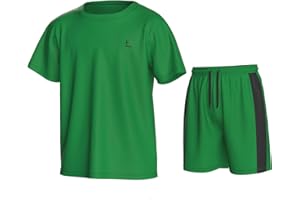 Essenclo Boys Athletic Shorts and Performance T-Shirt Crew Neck Boy Clothes Set, Summer Kids Outfit Size 3-16 (2 Pcs Set)