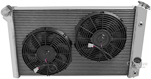 3 Row Radiator, All Aluminum & 2-12" Fans for 1973-1976 Chevy Corvette. Engine applications:350ci V8 , 454ci V8. Radiator Manufactured by Champion Cooling Systems, Part#478.