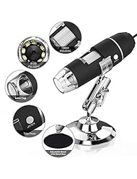 Microscopio digital USB VSATEN 3 en 1 50 a 1000x con cámara de 2,0 MP, 8 LEDs, soporte para teléfono Android, tableta, Windows y MacBook OS