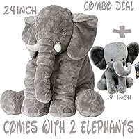 Sooften Stuffed Elephant Plush Toy 24 inch/60cm Gray