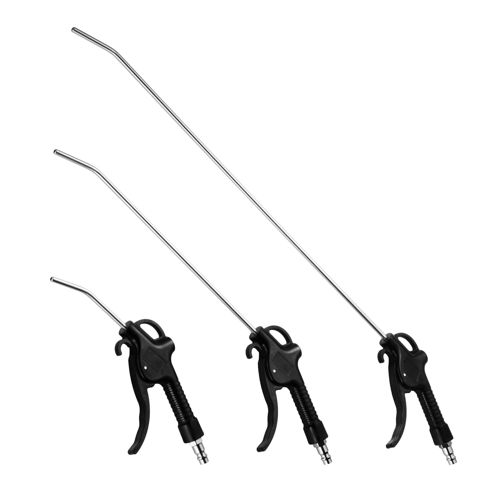 Fippy 3PCS Air Blow Gun with Long Air Blow Nozzle for Precision Machinery, Workshop, Instrument Dust Cleaning (Black)