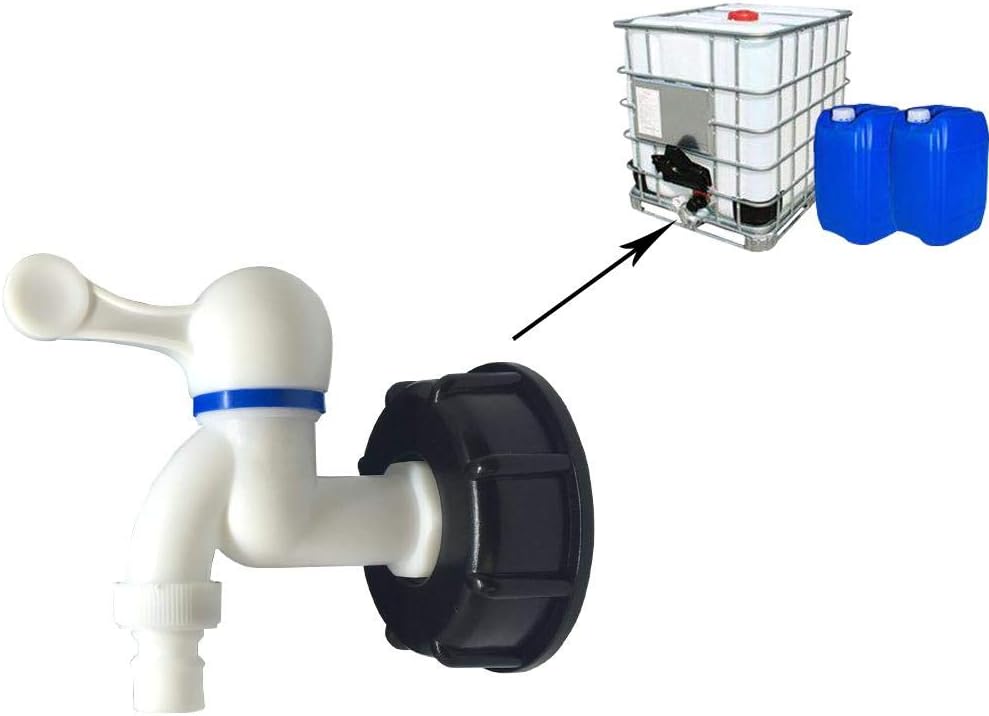 sofulaile IBC Tote Tank Adapter IBC Tank Adapter Tap 10.2x10x9 cm PE+ Ceramic Applicable to The Use of Conventional Ton Barrel Ball Valve Outlet Coarse Thread